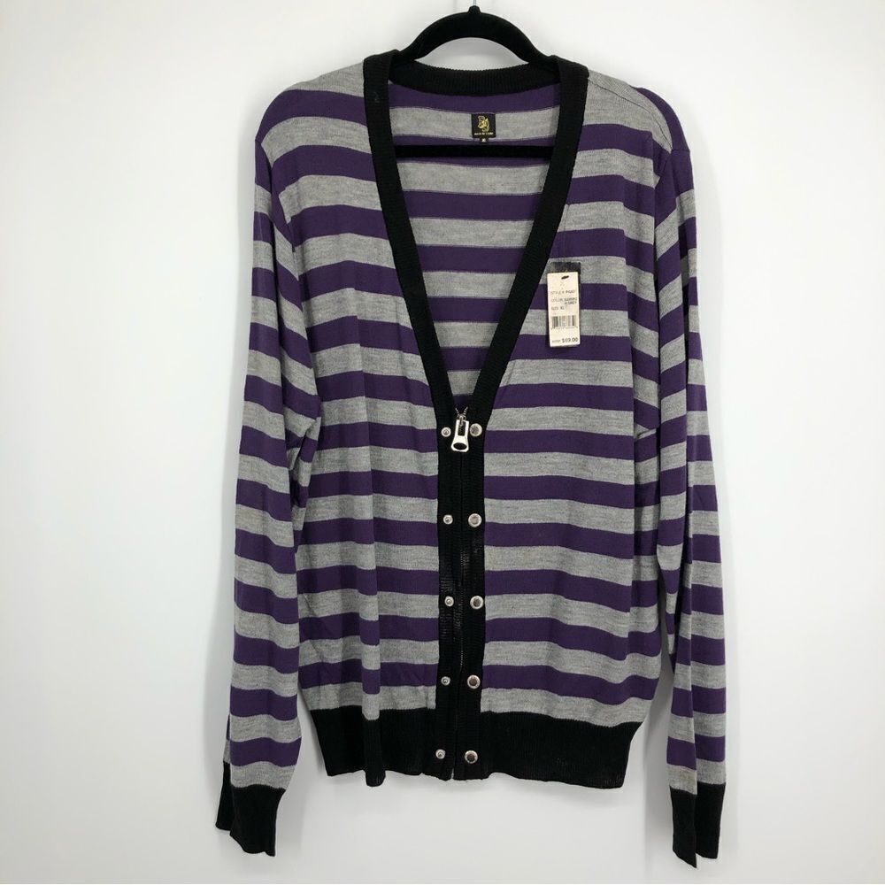 🆕 BB Versatile Zip‎ Button Down Stripe Cardigan Womens XL NWT